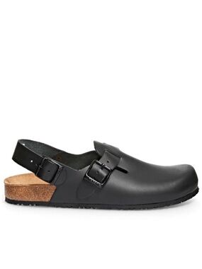 ABEBA Black Leather Nature Clogs 9